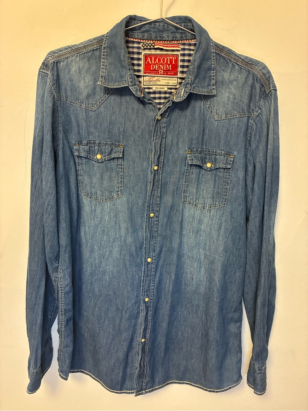Vintage Alcott Denim Shirt with Pearl Snap Buttons XXL